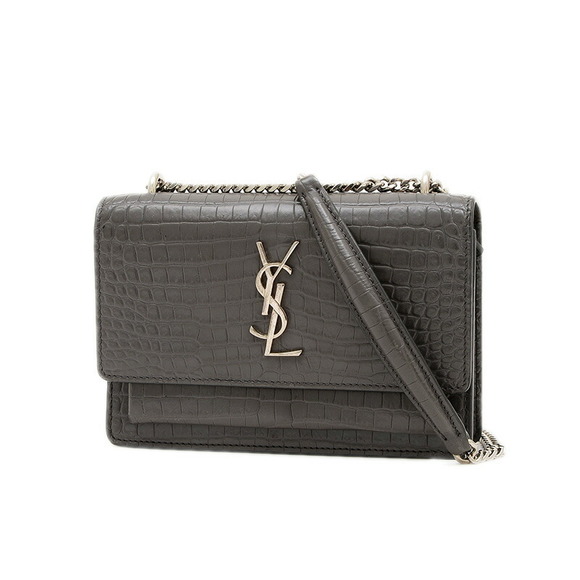 Saint Laurent Paris Sunset Chain Shoulder Bag Gray Leather - Picture 1 of 6